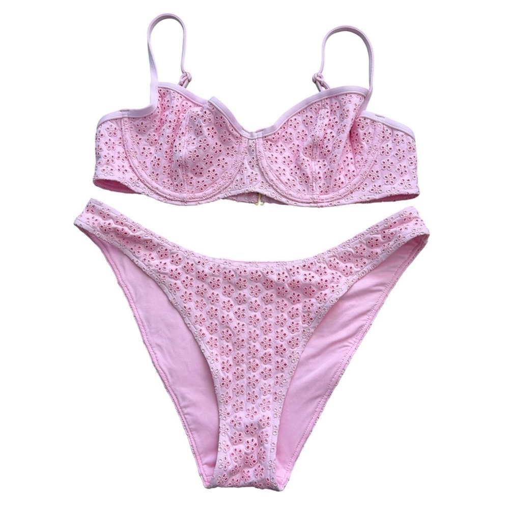 Victoria's Secret PINK x Frankies Bikinis Eyelet Underwire Bikini Set Pink S